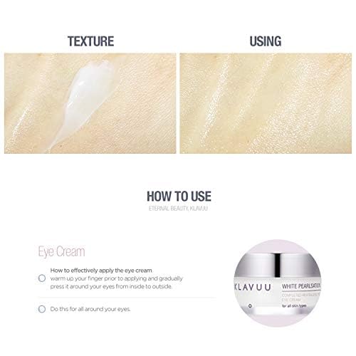 KLAVUU PEARLSATION Enriched Pearl Eye Cream – Face Moisturizer, Niacinamide, Enhances Skin Elasticity, Dark Circles Under Eye Treatment with Anti-Aging Hydration, Korean Skin Care (0.68oz/20ml)