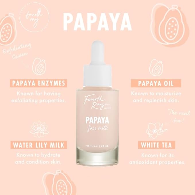 ColourPop Fourth Ray Beauty Papaya Face Milk - Moisturizing Face Serum Infused with Papaya Enzymes, Papaya Oil & White Tea - Conditions Skin for a Healthier-Looking Complexion (0.95 oz)