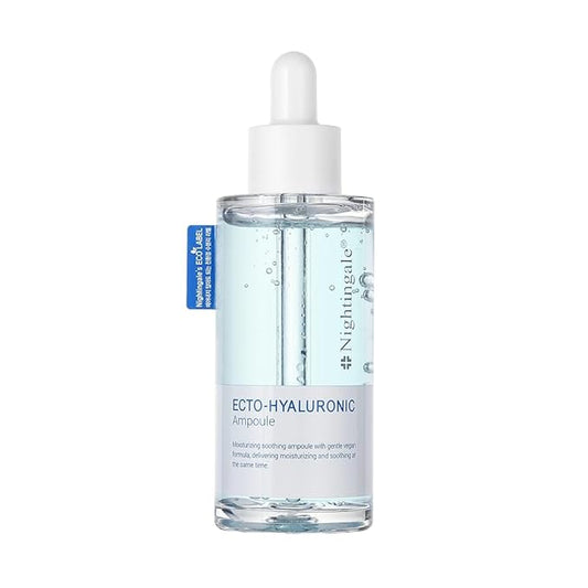 Nightingale Ecto-Hyaluronic Ampoule with 8 layer Hyaluronic Acid, Ectoin, Hyaluronic acid Serum For Dry Skin, Fragrance Free, Hypoallergenic, Allergen Free, Cruelty Free, Vegan, Korean Skin Care