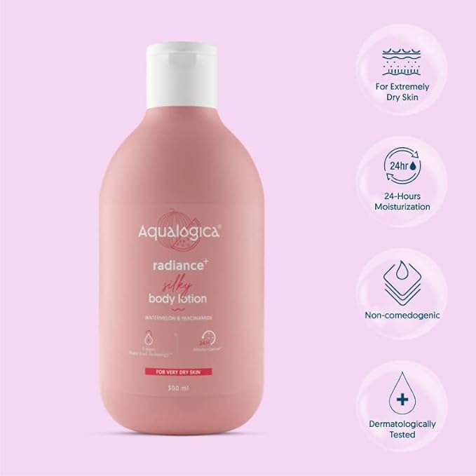 Radiance+ Silky Body Lotion for Very Dry Skin | 24-Hour Deep Moisturization with Watermelon & Niacinamide | Lightweight, Creamy & Fast Absorbing | 10.14 Fl Oz/300ml