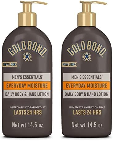 Gold Bond Men's Essentials Everyday Moisture Daily Body & Hand Lotion, 14.5 oz., With Vitamin C (Pack of 2)