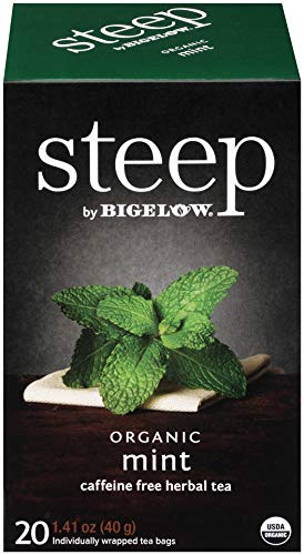 steep Organic Mint Caffeine Free Herbal 20 Count Box (Pack of 3), Certified Organic, Gluten-Free, Kosher Tea in Foil-Wrapped Bags