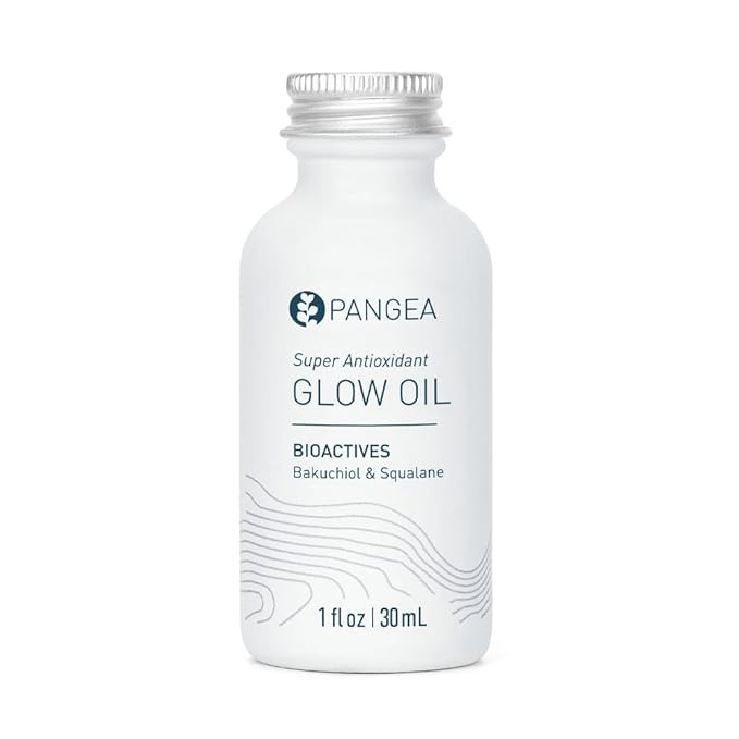 Pangea Organics - Natural Bakuchiol + Squalane Super Antioxidant Glow Oil | Vegan, Non-Toxic, Sustainable Clean Beauty (Glass Bottle, 1 fl oz | 30 ml)