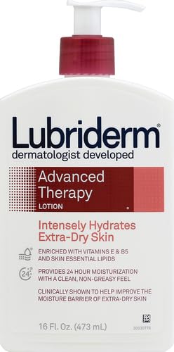 Lubriderm Advanced Therapy Fragrance Free Moisturizing Hand & Body Lotion + Pro-Ceramide with Vitamins E & Pro-Vitamin B5, Intense Hydration for Itchy, Extra Dry Skin, Non-Greasy, 16 fl. oz