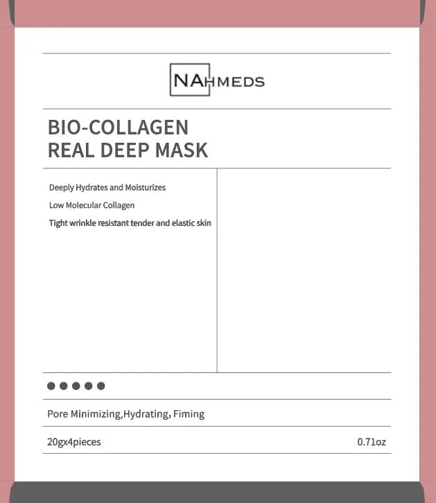 Bio-Collagen Real Deep Mask, Low Molecular Collagen, Deeply Hydrates and Moisturizes, 20gX4 Piecs