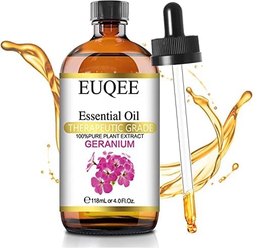 Geranium Essential Oil 118 ml Pure Geranium Oil with Dropper for Diffusers, DIY, Skin Care, Massage, Aromatherapy (4 fl oz)