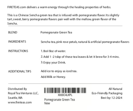 FIRE TEAS Pomegranate Green Tea