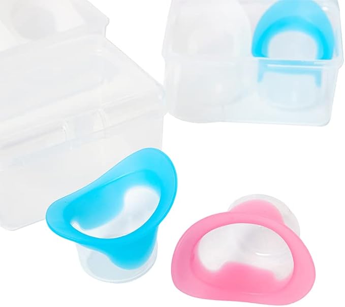 2Pcs Blue and Pink Eye Wash Cup Eye Wash Kit with Storage Container Bath Kit Silicone Eyelash Lid Care for Tired Dry Eyes Effective Eye Cleaner Solution Soothing Tired Eyes