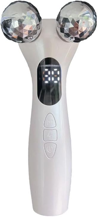 SLANGO 4D Facial Beauty Roller Massager – Double-Ball Neck Lifting Device with 12 Massage Modes & 5 Vibration Levels for Face & Body Sculpting (White)