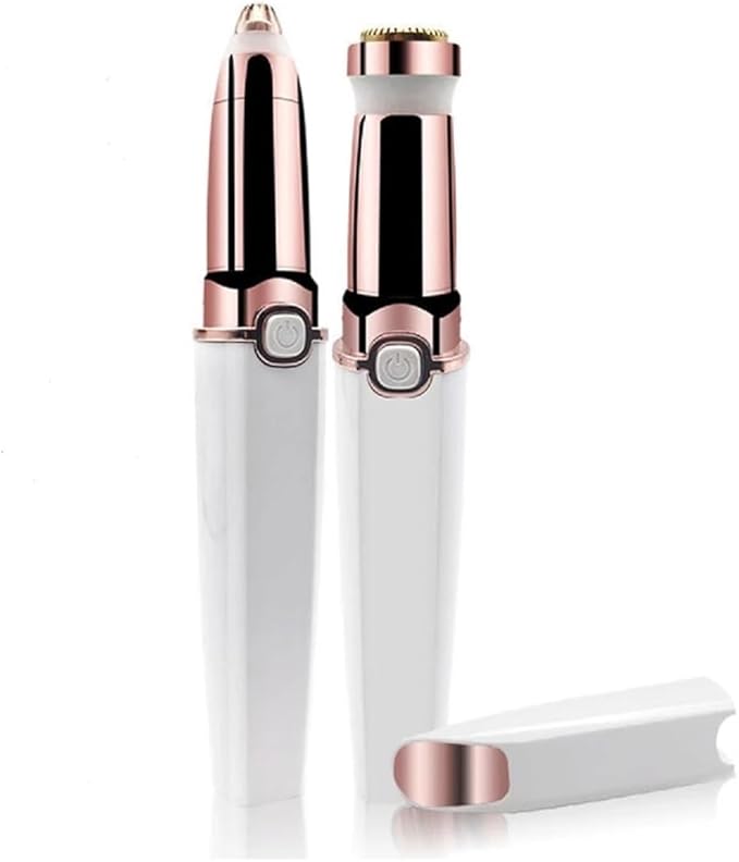 Abhiya's Facial Hair Remover & Eyebrow Trimmer - 2 in 1 Electric Women's Face, Nose & Body Shaver - Painless Epilator - USB Rechargeable with LED Light