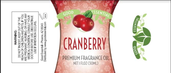 Good Essential Professional Cranberry Fragrance Oil 30 ml for Diffuser, Candles, Soaps, Lotions, Perfume (1 fl oz) - Cranberry Scent Blend for Diffuser - Aromatherapy Scents - Candle Fragrance Oil