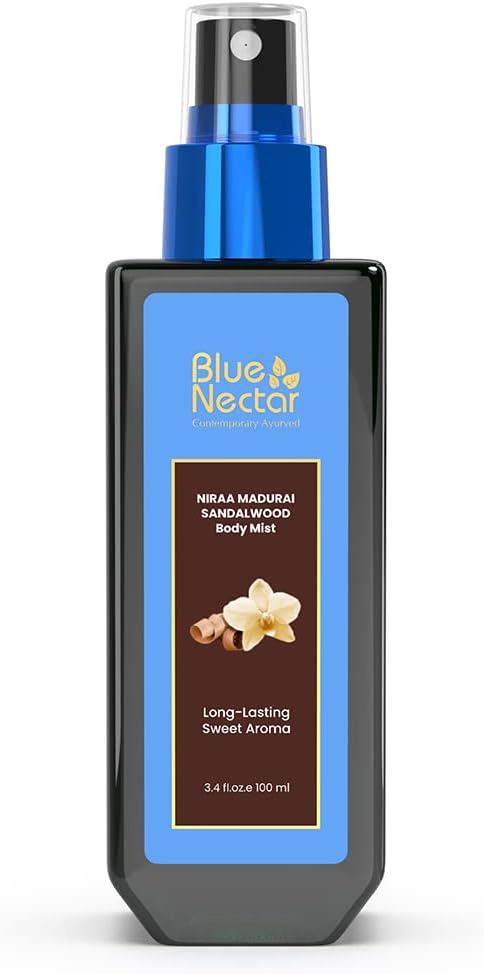 Blue Nectar Niraa Madurai Sandalwood Body Mist for Long Lasting Freshness and Aromatic Body Fragrance(3.4 Fl Oz)