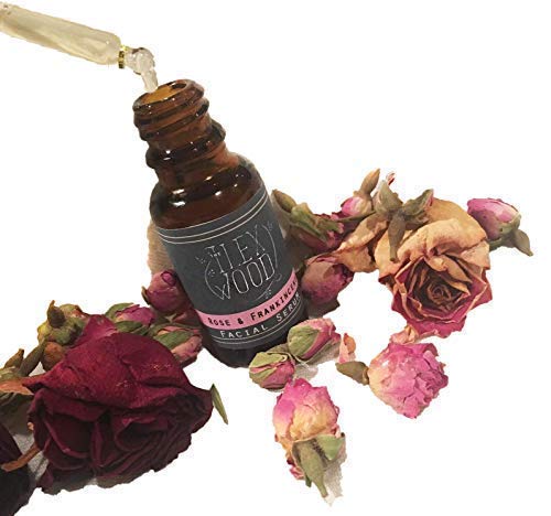 The Ilex Wood - Rose and Frankincense Face Serum - 100% Natural, Vegan, Moisturising, Anti Ageing, Wrinkle & Line Reducing Ingredients, Cruelty Free, Palm Oil Free, Plastic Free, Handcrafted - 20ml (0.68 fl oz)