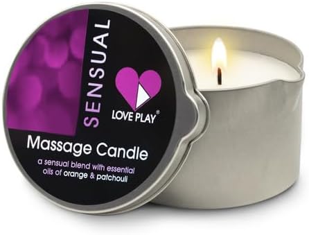 LOVE PLAY Massage Oil Candle for Home SPA - Vegan Moisturizing Body Oil Candle for Pure Relaxation - Hydrating Skin Care Massage Oils with Essential Oils (6.76oz)