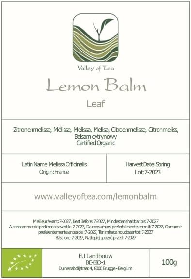 Lemon Balm Organic Loose Leaf - Sweet Lemony - Dried Mellisa Officinialis - Organic Lemon Balm Tea Lemonbalm Tea Lemin Lemon Leaves Lemon Balm Loose Tea Lemon Balm Leaves Loose Leaf Lemon Balm