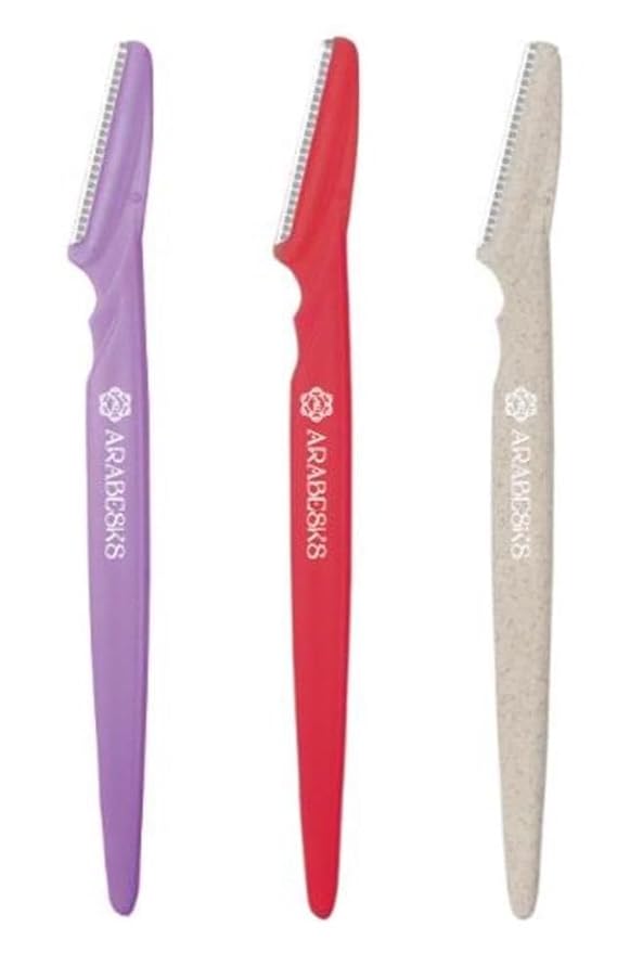 ARABESKS Dermaplaning Tool, 3ct | Dermaplane, Face Razors for Women, Eyebrow Razor, Facial Razor, Dermaplaning Razor, Womens Face Razor Peach Fuzz Remover, Eyebrow Trimmer