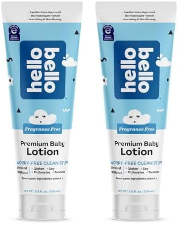 Hello Bello premium Baby Lotion | Vegan and Cruelty Free Moisturizing, Non-Greasy Lotion for babies and Kids | Fragrance Free | 8.5 FL Oz (2 Pack)