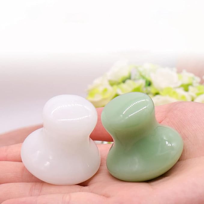 Uonlytech Ice Roller 2Pcs Facial Tools, Green Jade Quartz Massage Rollers Stones Scraping Massage Tool for Women Home Spa