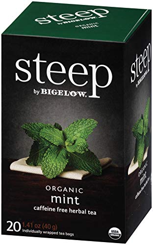 steep Organic Mint Caffeine Free Herbal 20 Count Box (Pack of 3), Certified Organic, Gluten-Free, Kosher Tea in Foil-Wrapped Bags