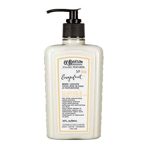 C.O. Bigelow Grapefruit Body Lotion for Women and Men, Village Perfumer Lotion with Olive Oil, Borage Oil, and Aloe Vera Concentrate, 10 fl oz