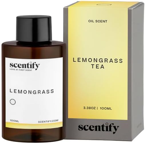 Scentify Lemongrass Aroma Oil Refill Scent for Oil Diffusers - Lemongrass, Clove, Musk Scents - Luxurious Relaxing Aromatherapy Diffuser Fragrance 100ml, 3.38 oz