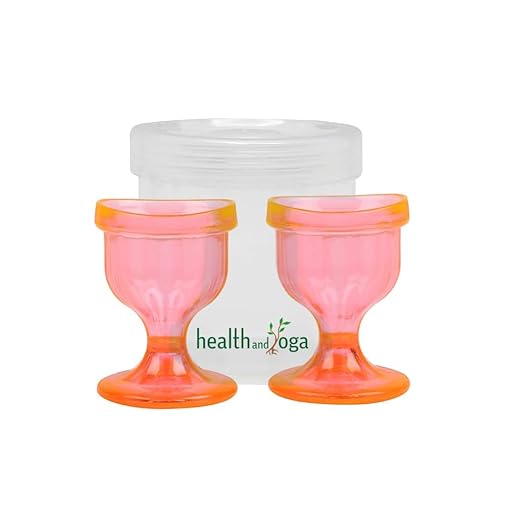 HealthAndYoga™ ChillEyes Colored Eye Wash Cups for Effective Eye Cleansing - with Storage Container - Eye Shaped Rim, Snug Fit (2 Pcs.)(Orange)