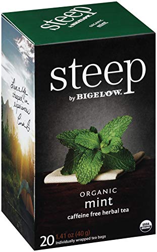 steep Organic Mint Caffeine Free Herbal 20 Count Box (Pack of 3), Certified Organic, Gluten-Free, Kosher Tea in Foil-Wrapped Bags