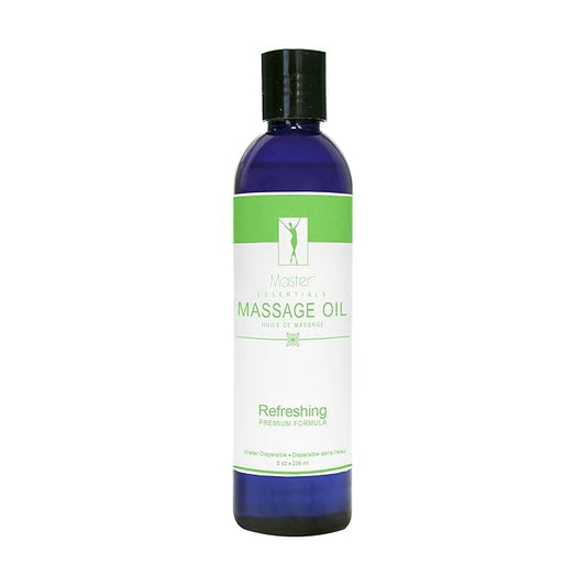 Master Massage Organic Massage Oil - 8 fl oz, Refreshing Sense, Water-Soluble, Skin-Nourishing Formula for Relaxation, Ideal for Massage Therapy and Home Use, Pack of 1