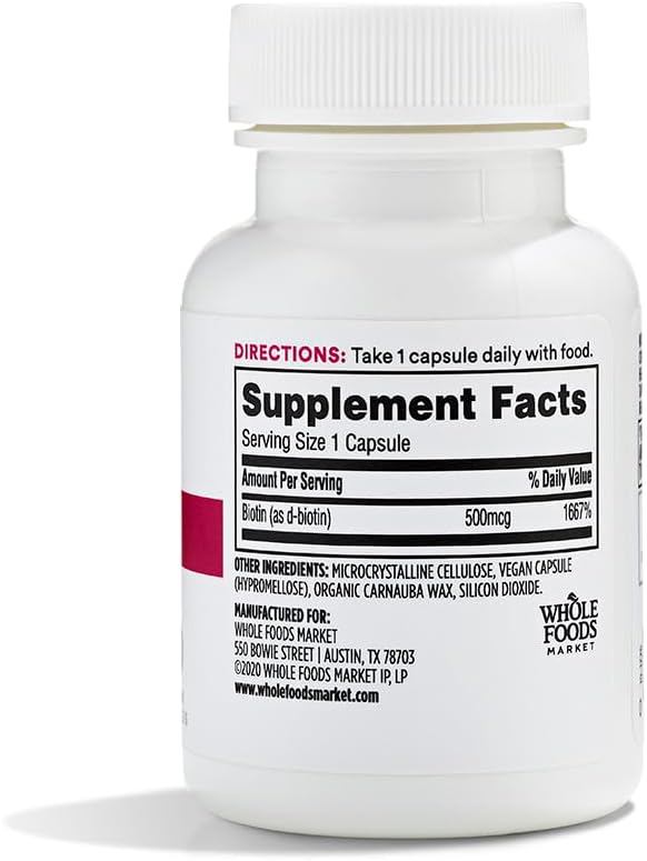 365 by Whole Foods Market, Biotin 500MCG, 60 Veg Capsules