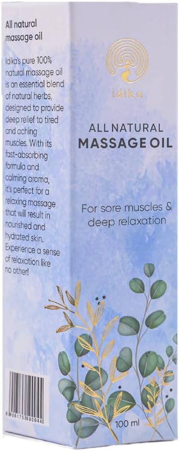 IDIKA Massage Oil, Deep Relaxation, Massage Oil for Massage Therapy with Ashwagandha, Eucalyptus, Clove, Black Pepper, Hemp Seed, Cinnamon, Sesame Oil 100ML