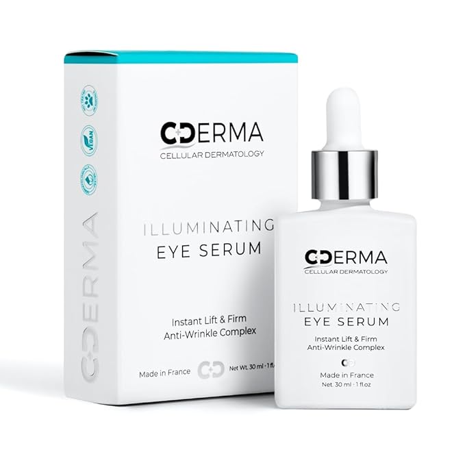 CDERMA Anti Aging Eye Serum Reduces Wrinkles, Fine Lines, Puffiness & Dark Under Eye Bags. Instant Lift & Firm - Made in France, 1 fl oz
