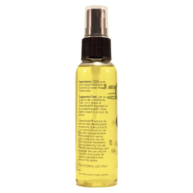 2 fl oz 100% All Natural Avocado Oil - Premium Quality Cold Pressed Carrier Oil for Aromatherapy, Massage and Moisturizing Skin