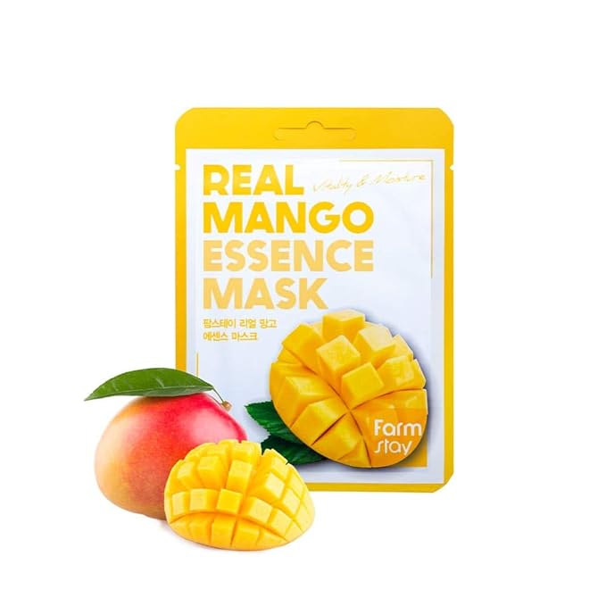 FARMSTAY] Real Essence Mask(12-Combo) - Mango, Coconut, Peach, Avocado | Korean Skin Care Mask Sheet