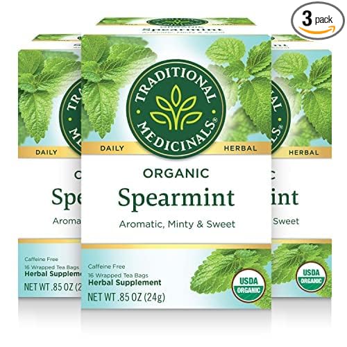 Traditional Medicinals Organic Spearmint Herbal Tea, Healthy & Refreshing (16 Count (Pack of 3))