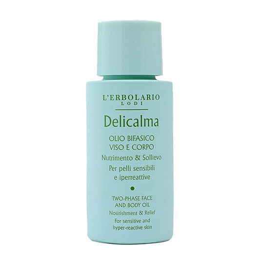 L'Erbolario Delicalma Two-Phase Face And Body Oil - Ginger Extract protects The Skin - Plum And Sunflower Oil Provide Organic Nourishment And Relief - For Sensitive And Hyper-Reactive Skin - 1 Oz