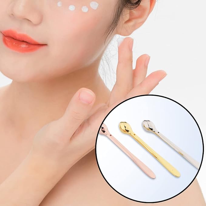 3 Pcs Eye Cream Applicator Wand Sticks Metal Eye Cream Spoon Cosmetics Spoon Applicators Anti-wrinkle Anti-aging Eye Massagers for Girls Women（gold，rose gold，silver）