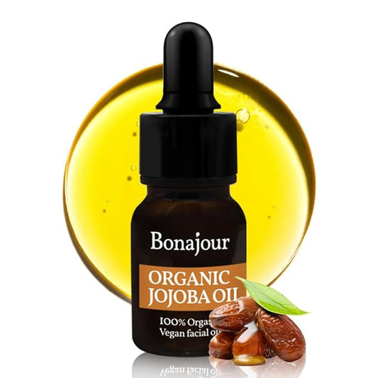 BONAJOUR] vegan 100% Organic Eco-cert Jojoba Facial Oil for Dry Skin - High Moisturizing Carrier Oil 0.4 fl. oz