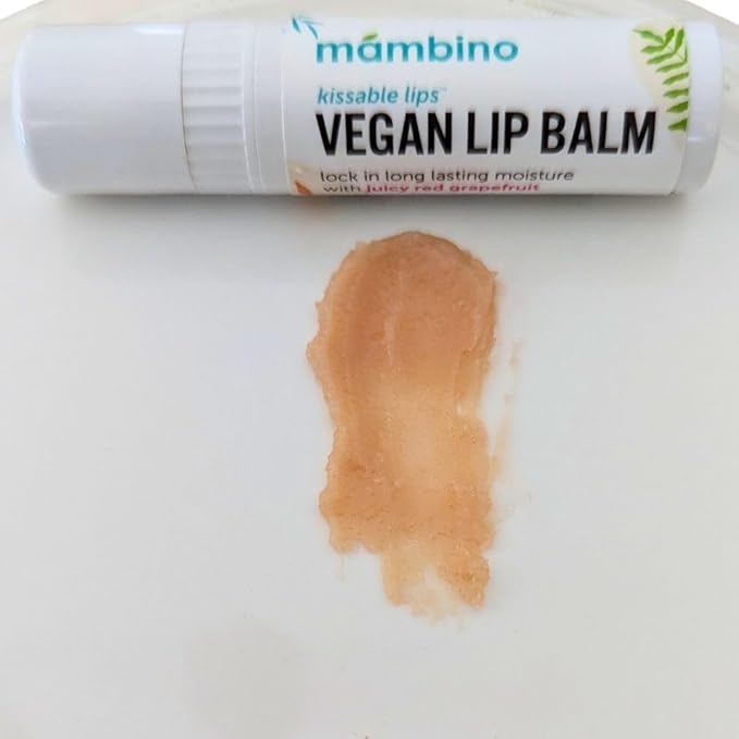 Mambino Organics Kissable Lip Balm, Moisturizing Glossy Vegan Lips, Juicy Red Grapefruit, 7 g