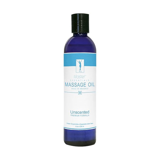 Master Massage Unscented Organic Massage Oil - 8 fl oz, Water-Soluble Blend, Skin-Nourishing Formula, Perfect for Massage Therapy and Home Use, Pack of 1