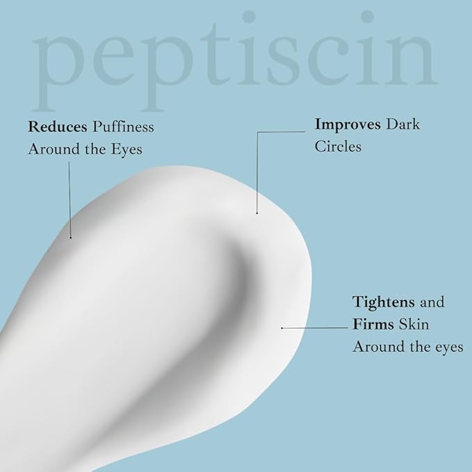 PeptiScin - Peptide Eye Cream with Hyaluronic Acid and Escin | Rich Moisturizing Dark Circle Eye Cream | Brightens and Tones - 1.01 Ounce