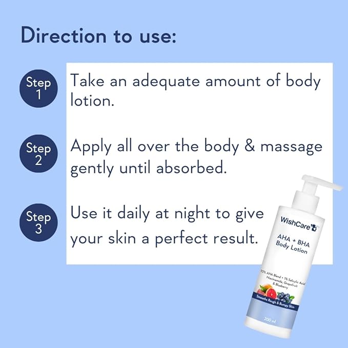 10% AHA + 1% BHA Body Lotion for Men & Women - Body lotion for dry skin - Detans, Smooths Rough & Bumpy Skin 200ml