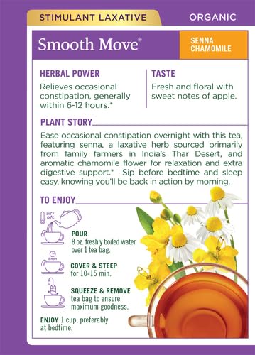 Traditional Medicinals Organic Smooth Move Chamomile Tea, 16 Tea Bags (Pack of 2)
