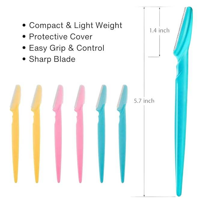 6 PC Eyebrow Razor Demaplane Tool for Women & Men Facial Eyebrow Trimmer Shaper Facial Hair Remover