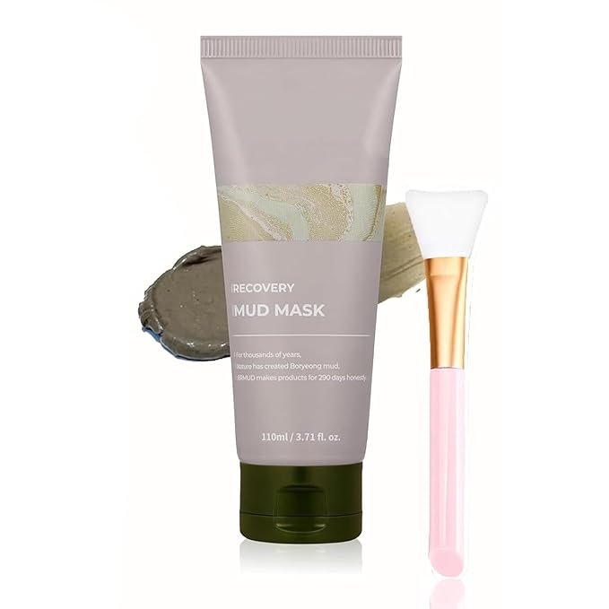 TLM Recovery Mud Mask | Relief Mud Mask | Korean Mud Masks for Face | Hydrating & Moisturizing Deep Pore Cleanser （With brush）