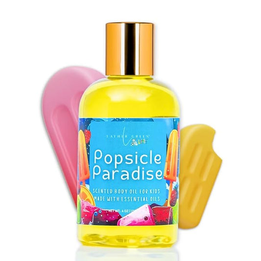 Popsicle Paradise Kids Body Oil, Lightweight Moisturizer with Jojoba Oil, Naturally Scented Kids Body Oil, Non-Greasy, Paraben-Free, Gentle Hydration for Delicate Skin, 4 oz