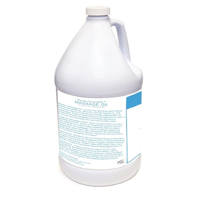 Master Massage Unscented Organic Massage Oil - Water-Soluble, Vitamin-Rich, Skin-Nourishing Formula, Ideal for Professionals and Home Use, 1-Gallon Bottle, Pack of 4