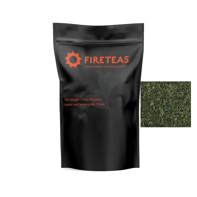FIRE TEAS Nettle Leaf Saffron Herbal Tea - Loose Leaf -