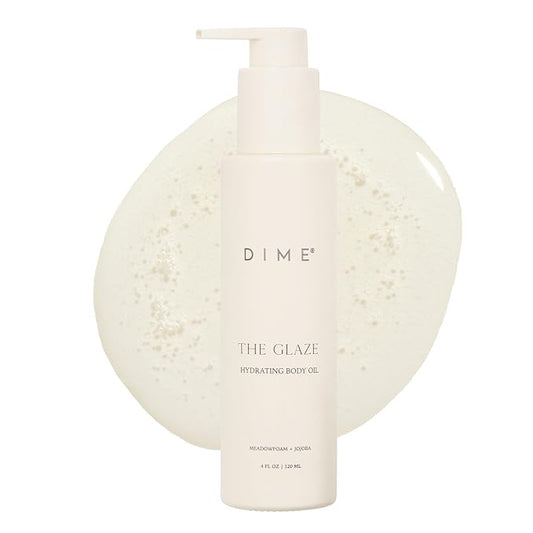 Dime Beauty Glaze Body Oil, Hydrating, Non-Greasy Massage Oil, Argan and Jojoba Oil for Skin, Bath Oil for All Over Body Glow, 4 oz / 120 ml