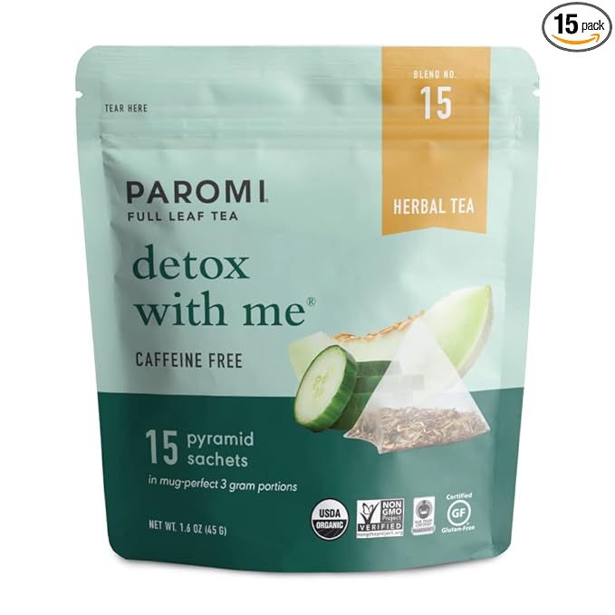 Paromi Detox with Me Rooibos, Organic Herbal Tea, Resealable Pouch, 15 Count