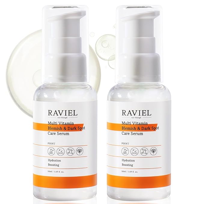RAVIEL Multi Vitamin Blemish Care Serum | Deep Hydrating Moisturizer with 7 Hyaluronic Acid for All Skin Types | Korean Skincare (1.69 fl oz x 2)